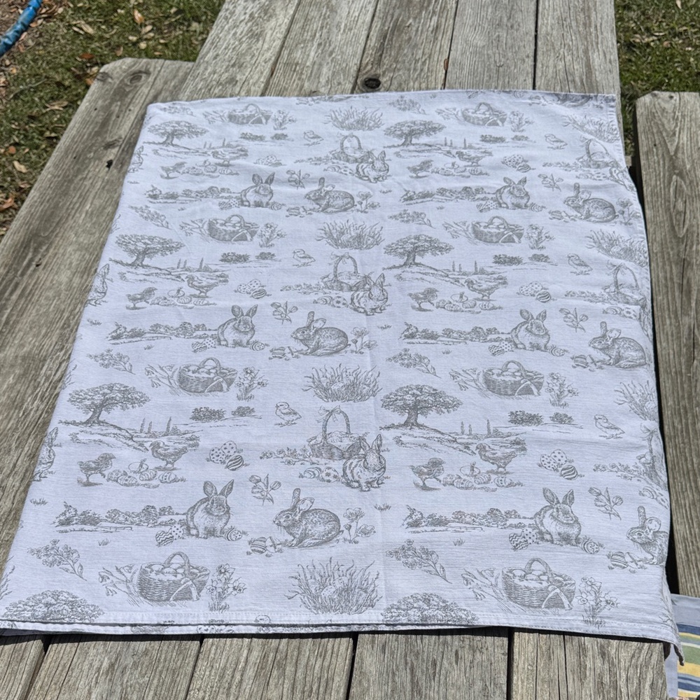 Easter Rabbit Animal Toile Print 60”x70” Tablecloth